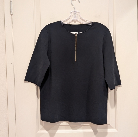 Stella McCartney Navy Blue Ink  Blouse with Gold Zipper Size 8 - Picture 1 of 8